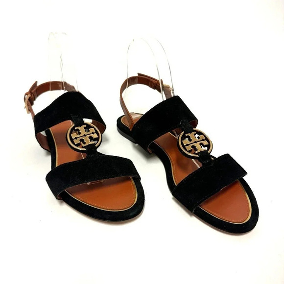 NWOT Tory Burch Metal Miller Two Strap Sandal - Logo Medallion Summer Shoe - Picture 2 of 10